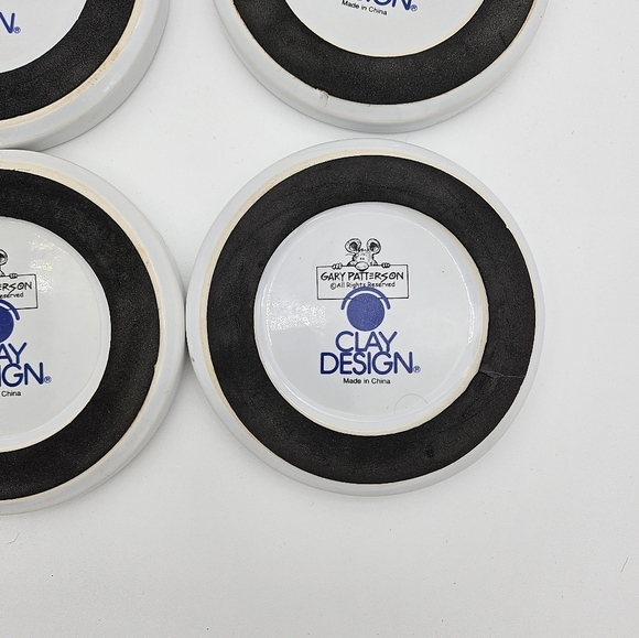 Clay Design Ceramic Coasters Gary Patterson Dog Lovers Set of 4 Rubber Bottom - Picture 4 of 8